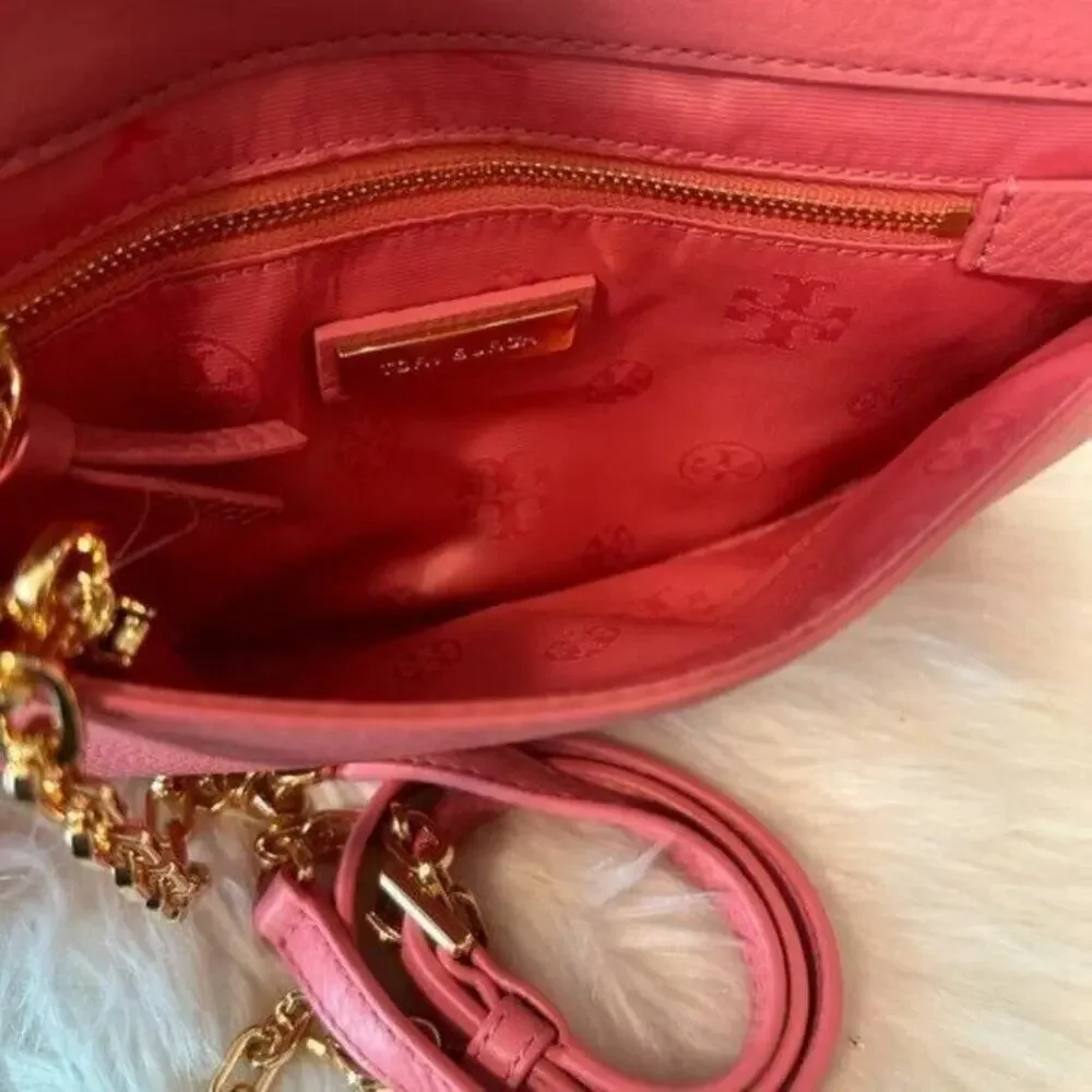 TORY BURCH BRITTEN CROSSBODY CLUTCH BAG Cosmo Pink New With Tag
